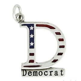 Enamel Democratic Party Democrat USA DNC 925 Solid Sterling Silver Charm Pendant Bracelet Making