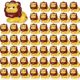 Threehoney 50 Pcs Mini Resin Lion Miniature Lion Figurines Bulk Adorable Garden Accessories for Micro Landscape Ornaments Home Decor Bookcase Living Room Scenes Kit