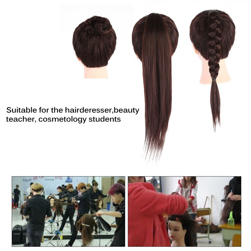 26" Synthetic Fiber Mannequin Head Hairdresser Training Head Cosmetology Doll