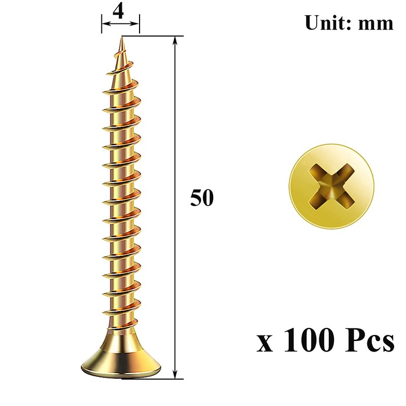 Drenky M4 x 50mm Self Tapping Screws, 100 Pcs Zinc