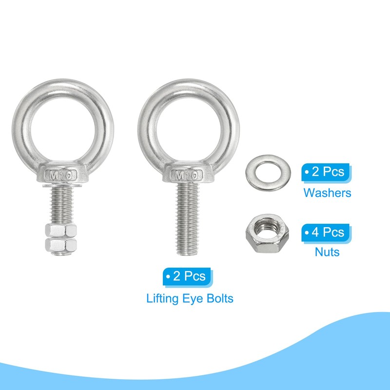 PATIKIL Lifting Shoulder Eye Bolts, 2 Pack M10x35 Screw Bolt