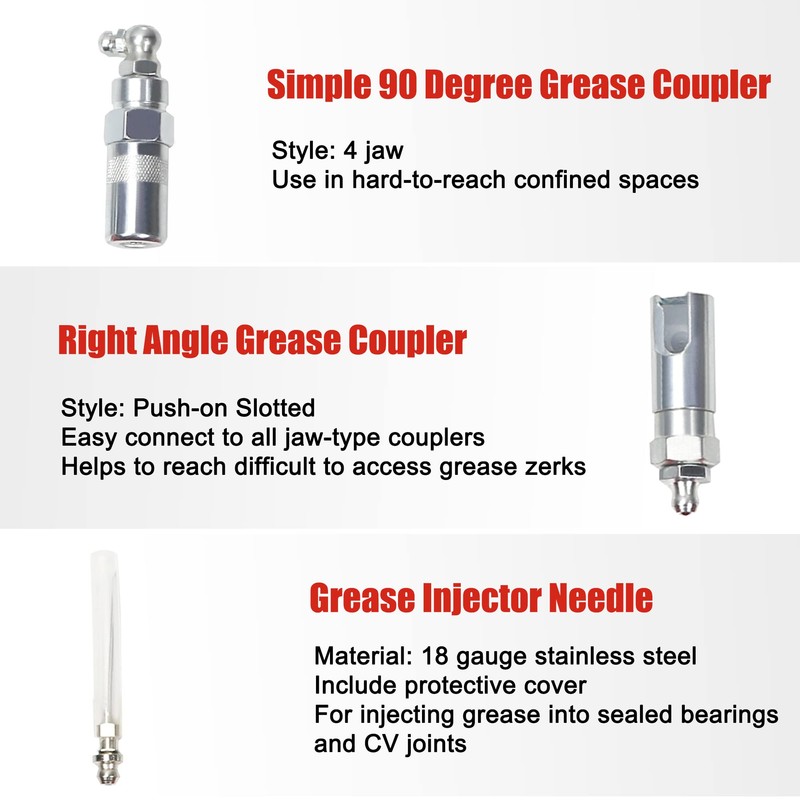 AutoWanderer Tool Grease Gun Tip | 9-Piece Grease Coupler Kit