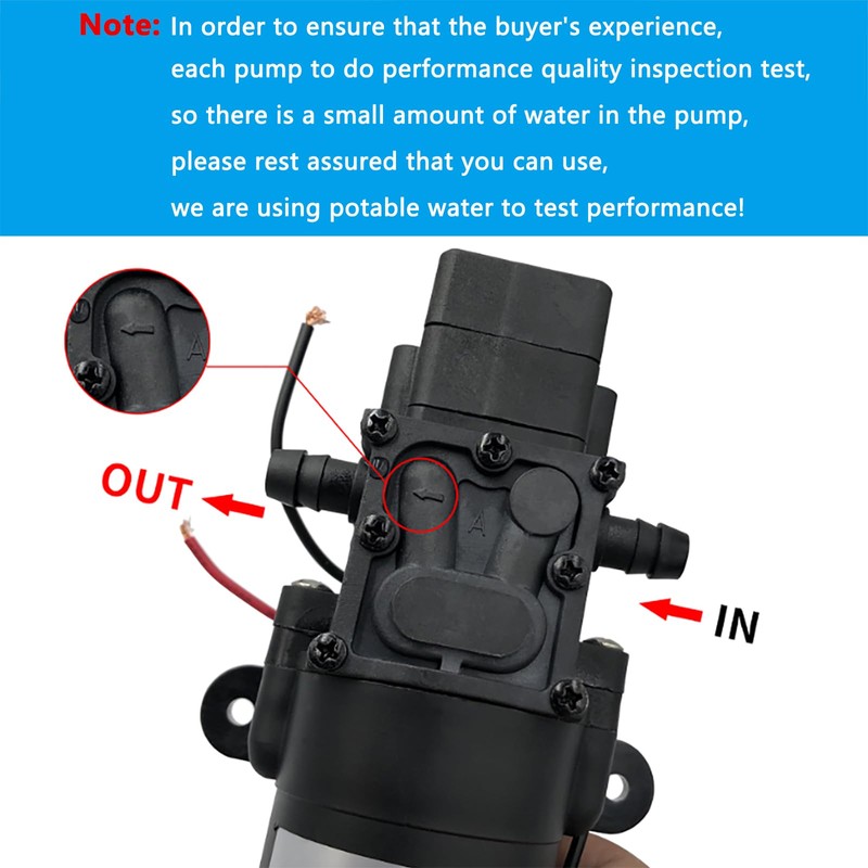 DC 12V Diaphragm Pump, Self-Priming Sprayer Pump, 1.2 GPM 87