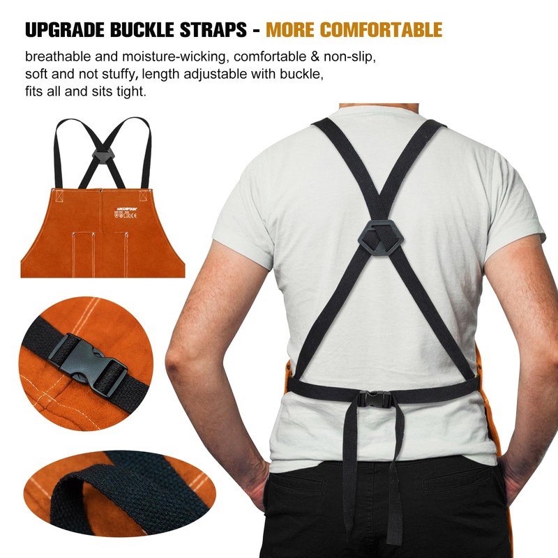 ARCCAPTAIN Leather Welding Work Apron 24" X 36" Heat Flame