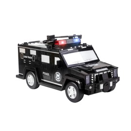 Kids Piggy Bank Music Light Simulating Armored Car Coin Bank Truck for Boys Black
