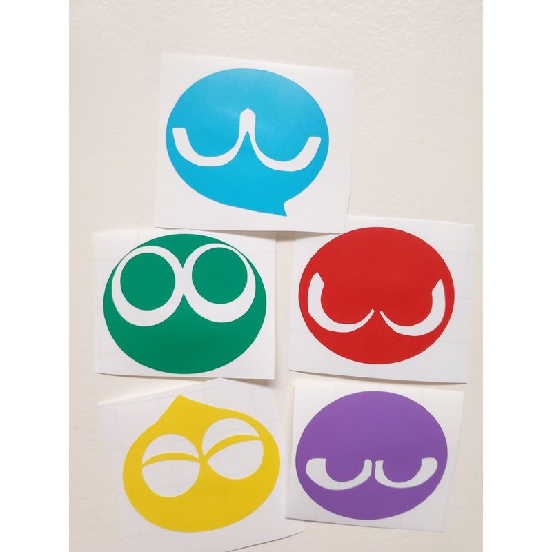 Puyo Puyo Arcade Game Set Sticker Vinyl Decals Binders, Walls,