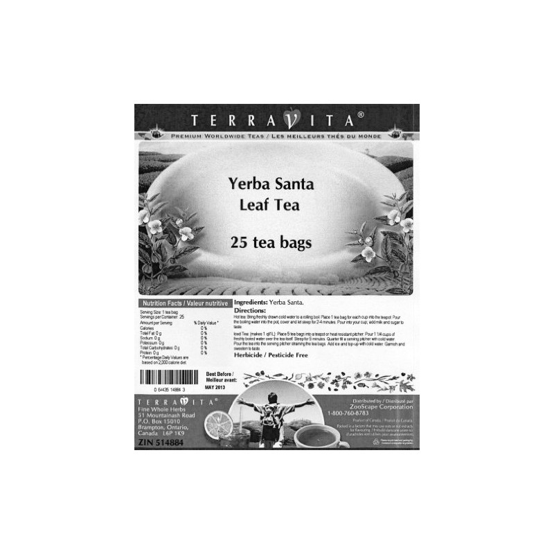 Yerba Santa Leaf Tea (25 tea bags, ZIN: 514884)