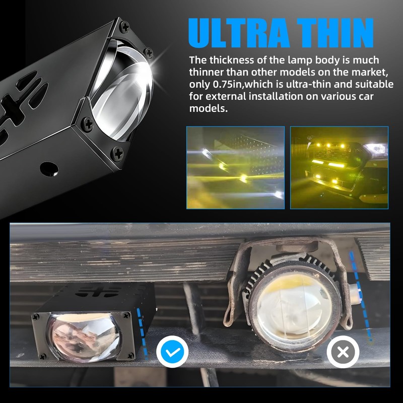 BraveWAY Mini Grill Driving Lights, Projector Fog Lights for Car/Truck/OffRoad/UTV/ATV/Motorcycle,