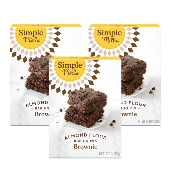 Simple Mills Almond Flour Baking Mix, Chocolate Brownie Mix - Gluten Free, Plant Based, 12.9 Ounce (Pack of 3)