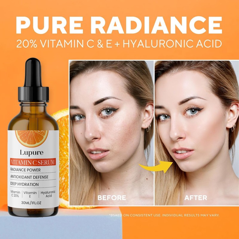 Lupure Professional Vitamin C Face Serum 20%, Anti Aging Facial