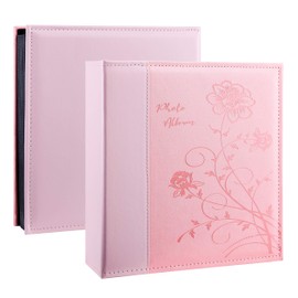 Artmag Photo Album 4x6 1000 Photos, Large Capacity Wedding Family Leather Cover Picture Albums Holds Horizontal and Vertical 4x6 photos with Black Pages(Pink)