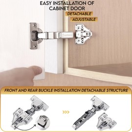 2 Pcs Cupboard Door Hinges Adjustable Soft Close Concealed Door Hunges for Kitchen Cupboard Wardrobe Furniture New Type Small Angle Mute Cushioned Cabinet Hinges 1 Pair with Screws - No Cover