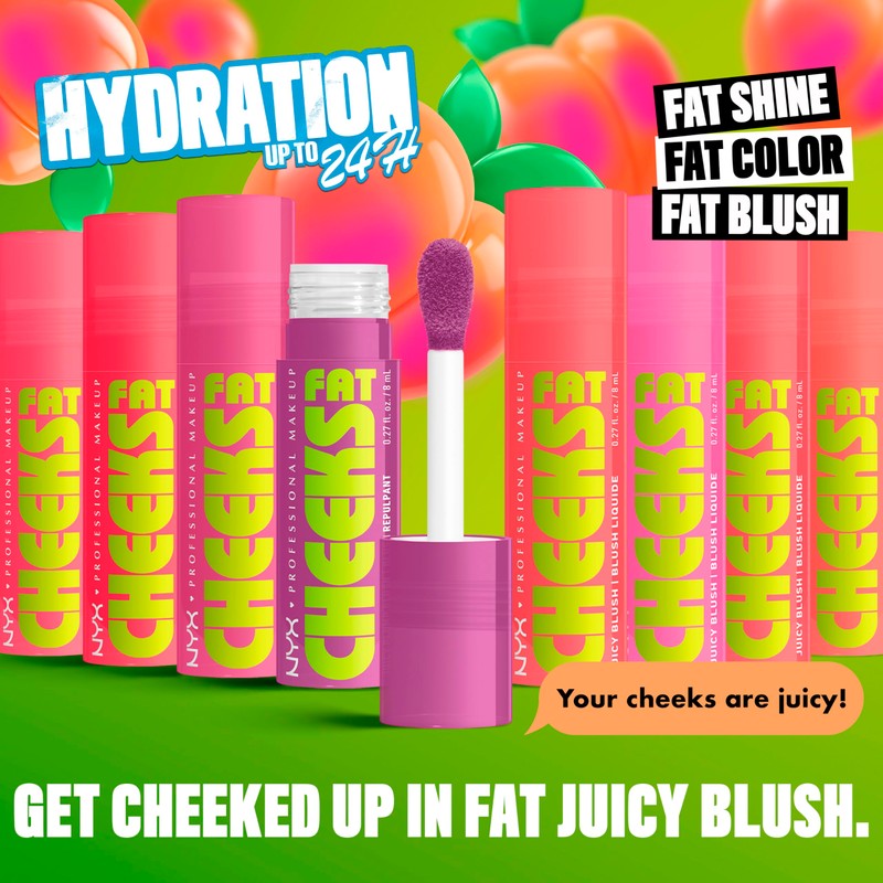 NYX Professional Makeup Fat Cheeks Juicy Blush, Blush Liquido Idratante,