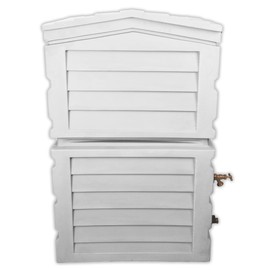 RTS Home Accents Polyethylene Rainwater Shed Collector, 25 Gallon, Slate Grey