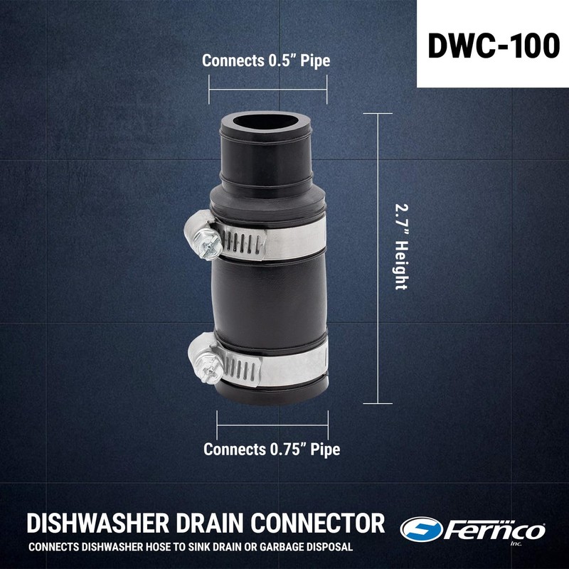 Fernco PDWC-100 Flexible Dishwasher Drain Connector