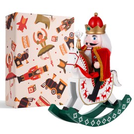 COMBIUBIU Nussknacker Figur-Kriegspferd,Nussknacker Soldat Aus Hochwertigem Kiefernholz,Deko FüR Zuhause Kamin Tischdekoration,Weihnachten Weihnachtsdekoration Geschenke(30.5CM)