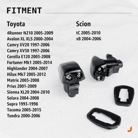 Click&Fit Windshield Washer Nozzles compatible with Toyota Tacoma 2005-2015, Tundra 2000-2006, Highlander 04-07, 4Runner 05-09, Corolla 03-08 – Wiper water spray jets replaces 8538144010, 2-pack