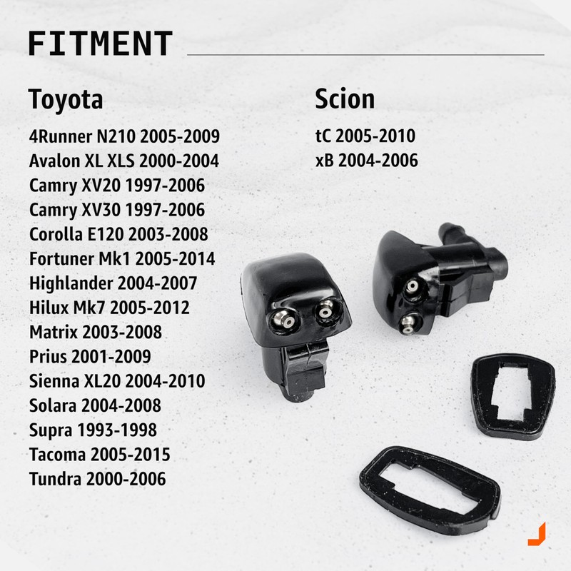 Click&Fit Windshield Washer Nozzles compatible with Toyota Tacoma 2005-2015, Tundra