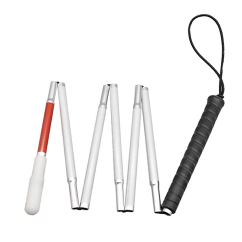Aluminum White Cane with 2 Tips, Folding Cane for The