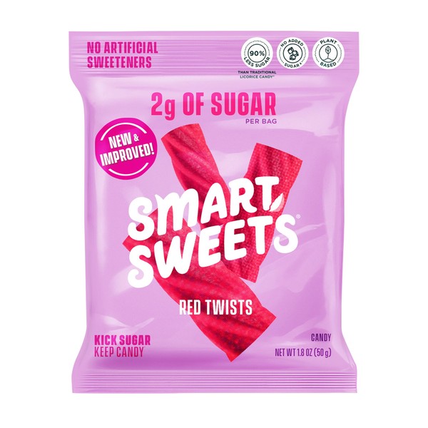 SmartSweets SmartSweets Red Twists, 1.8oz (Pack of 12), Licorice Gummy