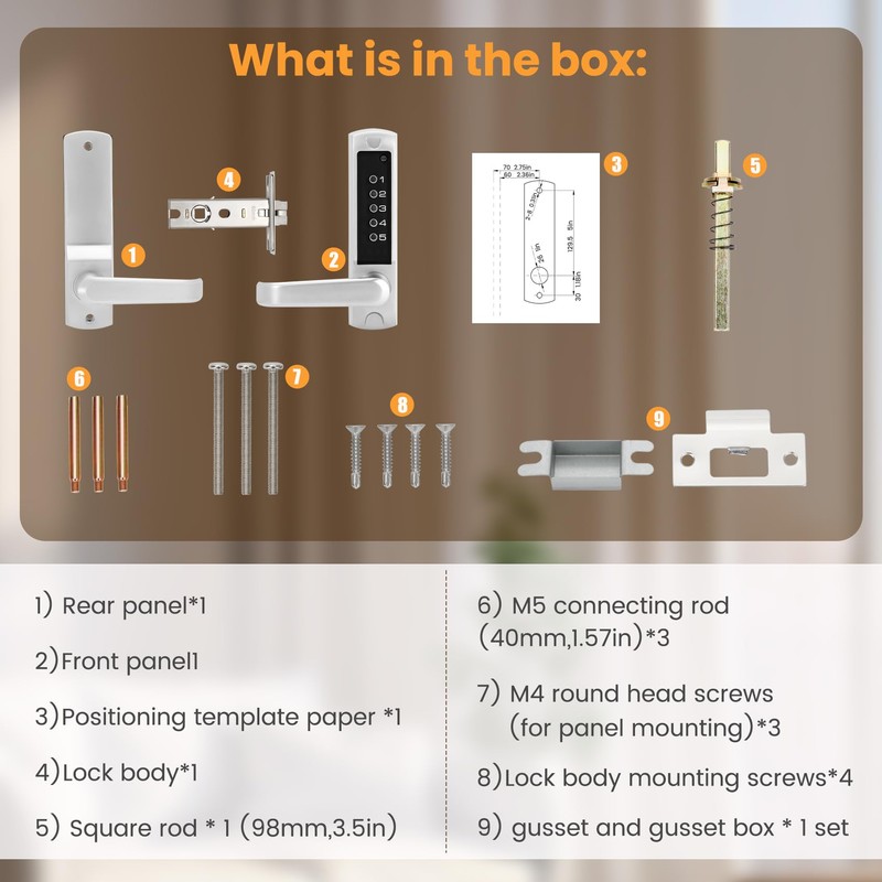 Souyou Mechanical Door Lock with Handle,Stainless Steel Mechanical Keyless Entry