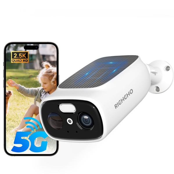 RICHCHO 2.4G/5G WiFi Camera for Home Security with Embedded Solar
