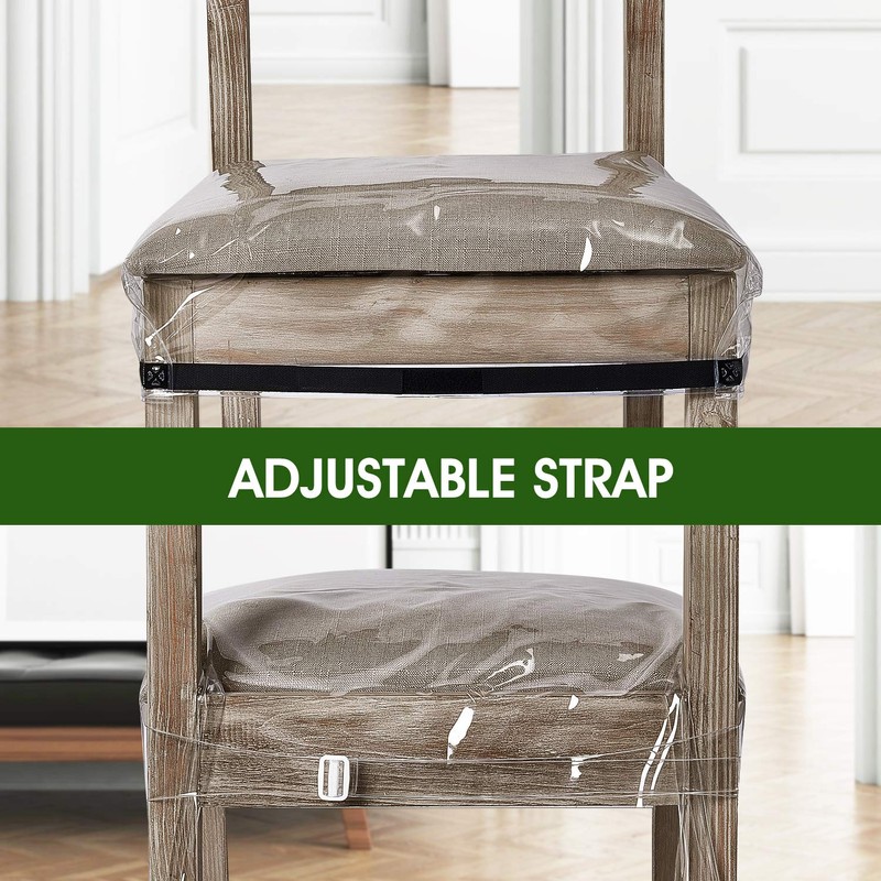 SIWUTIAO 2 Pack Clear Plastic Dining Chair Covers, Reusable Thickened