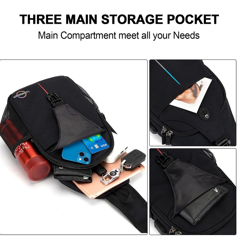 Crossbody Sling Bag, Chest Bag Backpack Daypack Fanny Pack Cross