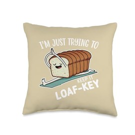 I’m Just Trying to Keep Loaf-key Funny Bread Doing Yoga Cool Throw Pillow