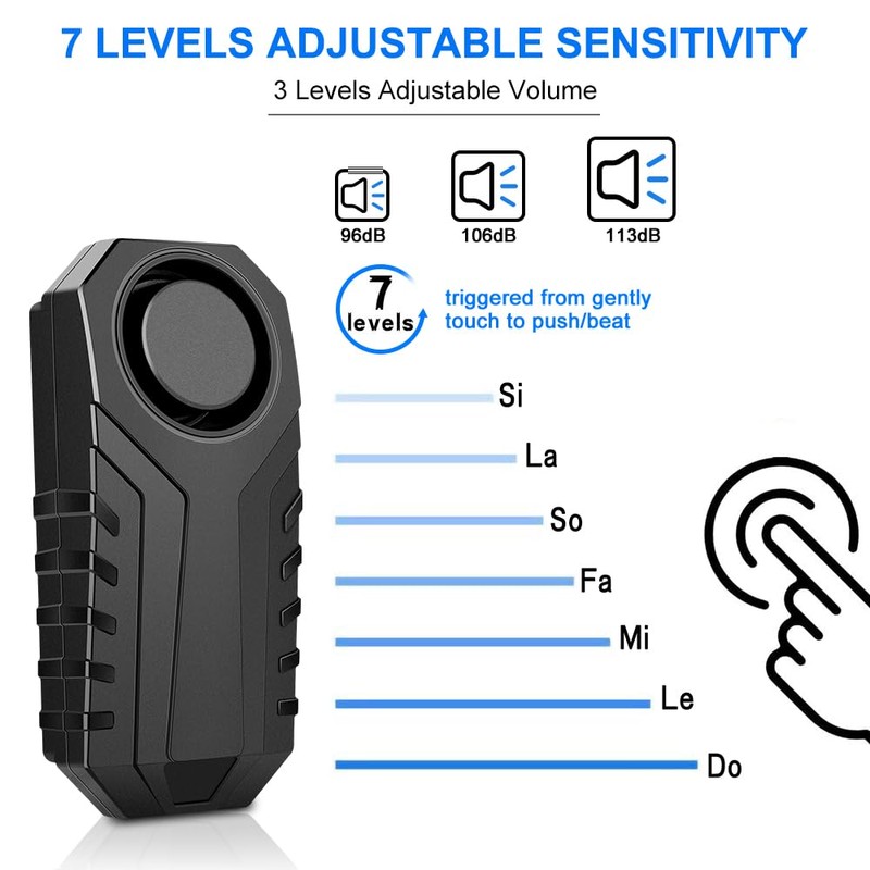 ZEXMTE Bike Alarm Wireless Vibration Motion Sensor 113dB Waterproof Motorcycle