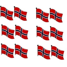 Box of 12 Norway Single Flag Lapel Pins, Norwegian Flag Lapel Pin Badge; International Waving World Patriotic Country Hat Lapel Pins