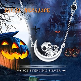 OHAYOO - Collar gótico de plata de ley 925 con calavera de serpiente/cráneo de cabra/Jack Skellington, joyería de calavera para hombres y mujeres, Plata esterlina, Sin piedra preciosa