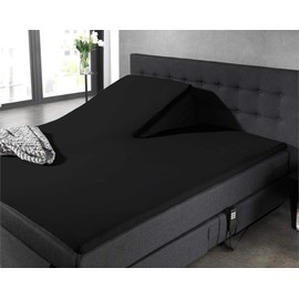 Split Topper Fitted Sheet Cotton Black 160x210