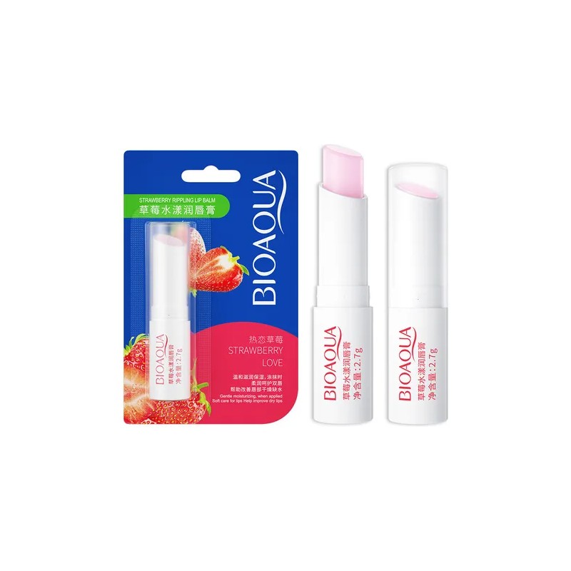 2 Bálsamos Para Labios Hidratante Humectante De Fresa Y Aloe