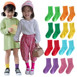 ZGKULAEAOW Kids' Neon Color Socks, Children's Fluorescent Socks, Solid, Color Socks, Colorful Flashy, Set of 3 Pairs for Dance Costumes, Athletic Events, Sports Festivals, fresh green & purple & pink