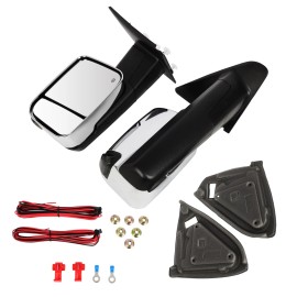 PARTHIGH Pair Power Heated Chrome Tow Mirrors for 2003-2008 Dodge Ram LED Turn Signal