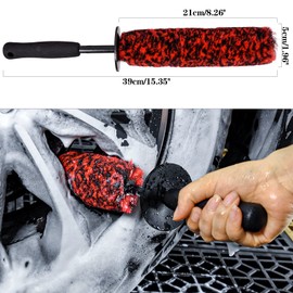 bzczh 3 Pcs Soft Wheel Brushes for Cleaning Wheels Kit - 1x Synthetic Soft Car Wheel Rim Brush，1x Long Handle Cleaning Brush and 1x Car Detail Brush, Clean Dirty Wheel…