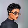 showreal Pelucas de cabello humano con corte Pixie para mujeres