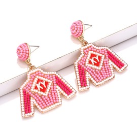 Beaded Earrings Derby Riding Suit Dangle Earrings Kentucky Derby Race Day Earrings Horse Racing Fan Jewelry Horse Racing Accessories (Pink)