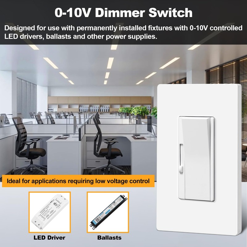 BESTTEN 5 Pack 0-10V LED Dimmer Light Switch, Super Slim