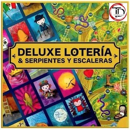 TOY DEALS USA, Loteria Deluxe Limited Edition & Serpientes Y Escaleras Mexican Game (Snakes and Ladders), Juegos de Mesa, Up to 8 Players, 8 Double Sided Wooden Playing Boards. Adults.