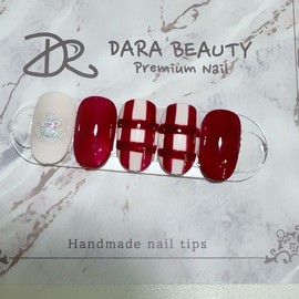 Dara Beauty December Art of the MonthRed Check Nail❣ - Nail Glue / 다라뷰티 12월 이달의아트레드 체크네일❣ - 네일글루