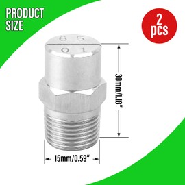 YTKavq Flat Fan Spray Tip，3/8BSPT Thread 304 Stainless Steel Fan Spray Nozzle，65 Degree 0.66mm Orifice Diameter Sprayer Parts（2 Pcs ）