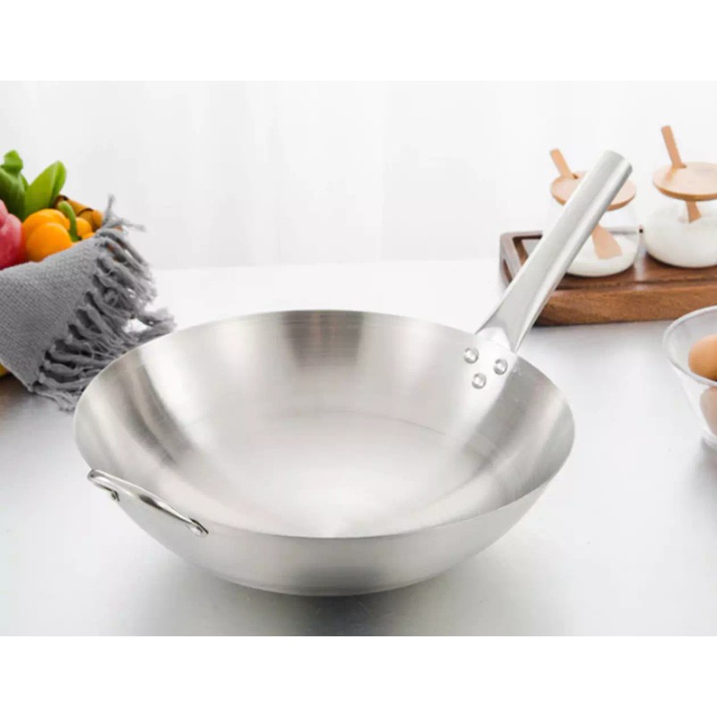 MEGA COOK 30cm Stainless Steel Wok Pan With Long &
