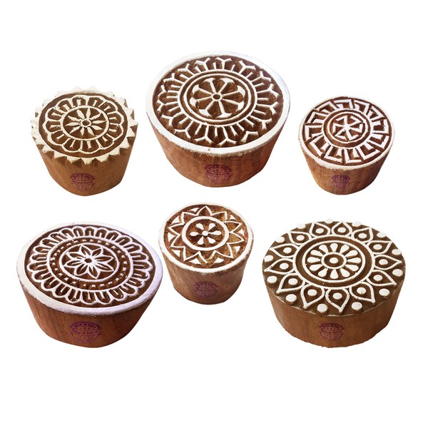 Royal Kraft Paper Printing Stamps Attractive Floral Round Design Wood