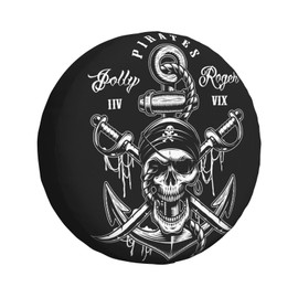 IBILIU Cool Pirate Spare Tire Cover,Pirate Skull Swords Anchor Rope Tire Cover Wheel Protectors Weatherproof Universal Fit for Cars Trailer RV SUV Camper Truck - 15 Inch