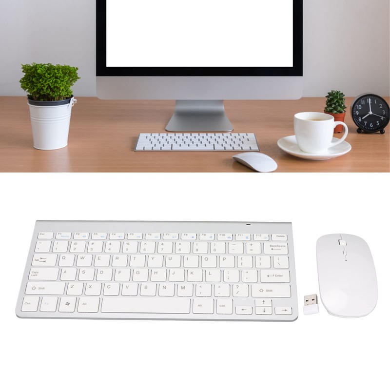 Kabelloses Tastatur-Maus-Set, 2,4 G USB, Dünne Ergonomische Stummschalttaste für Computer