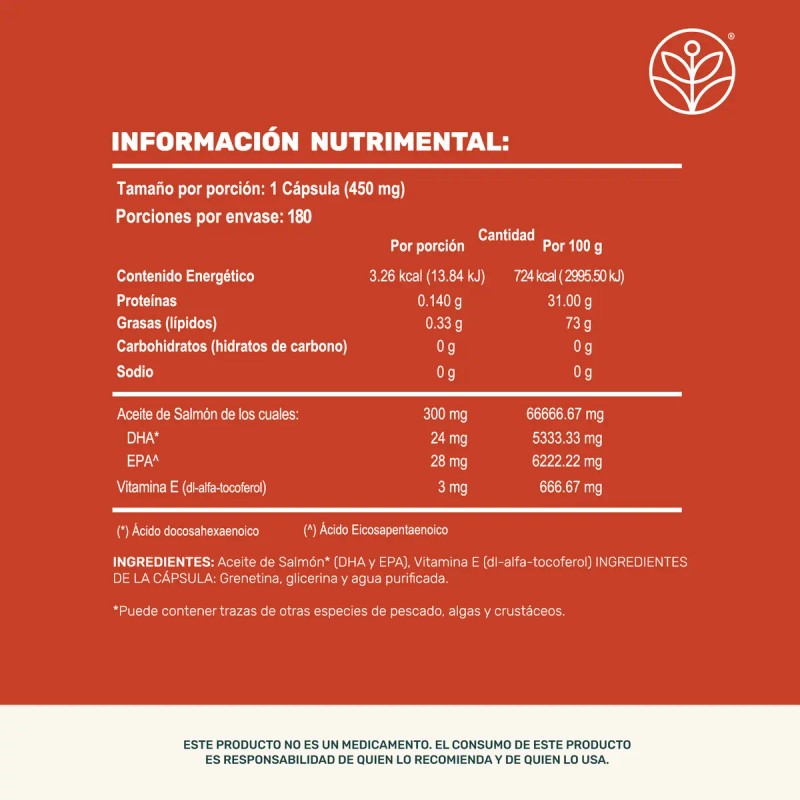 Omega Aceite Salmón Vitamina 180 Cápsulas Life360