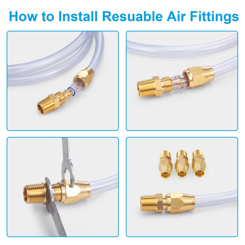 Breezliy Premium Solid Brass 2PCS Reusable Replacement Fitting For 1/4-Inch