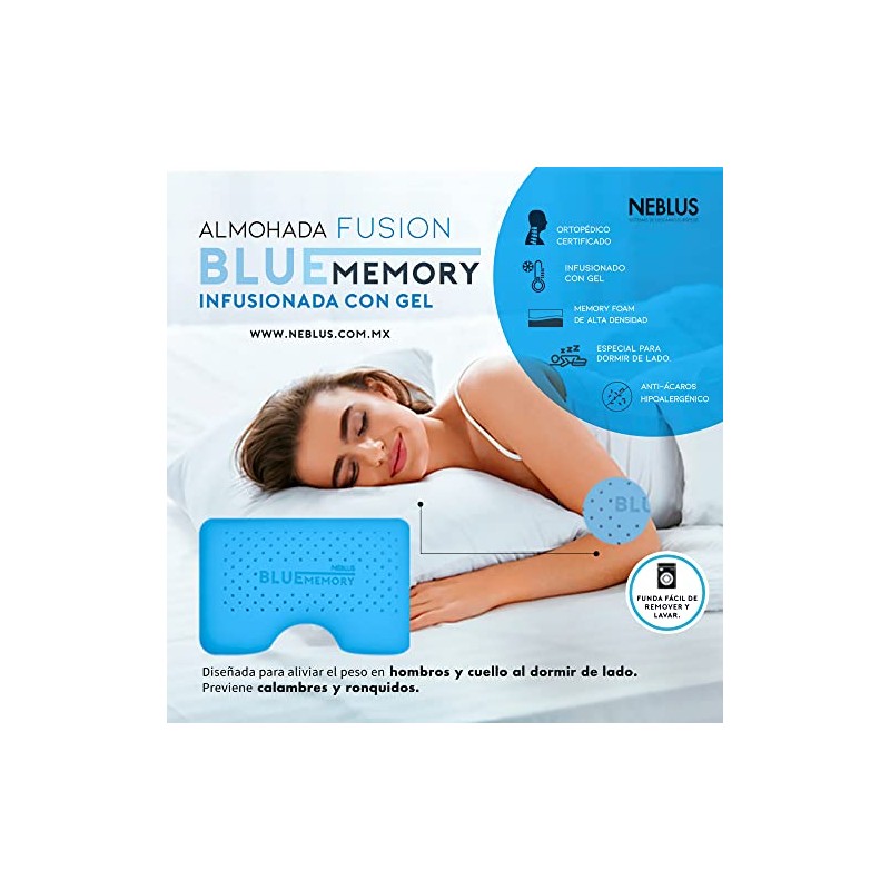 Almohada Cervical Cooling Gel Memory Foam Ortopédica con Curvatura Almohada